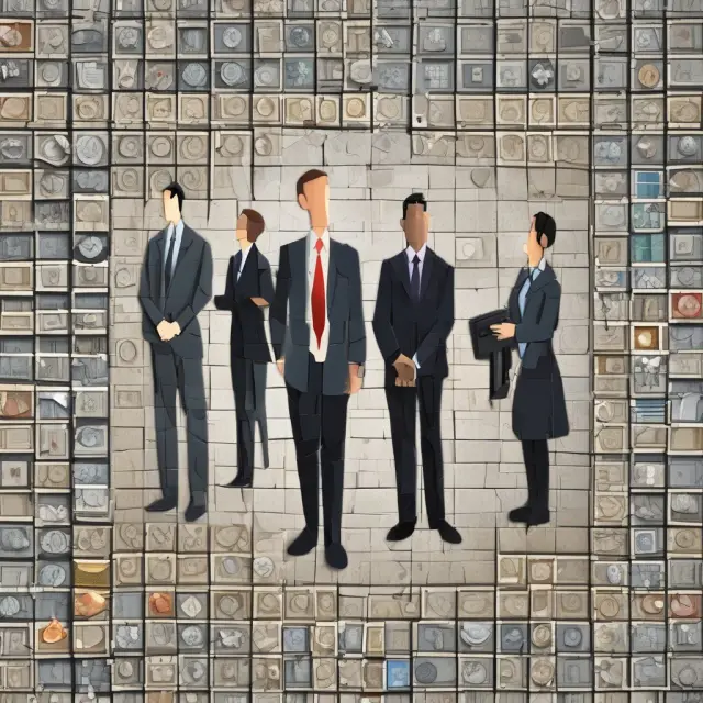 Mosaic showcasing a financial advisor, sales agent, research analyst, and compliance officer, symbolizing the diverse roles within broker-dealing