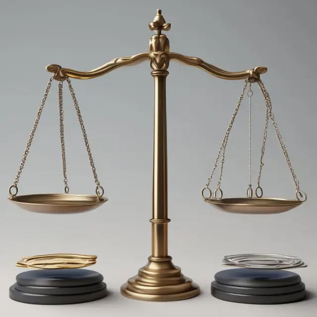 Two balance scales comparing percentage and flat brokerage fees, with transactions symbolizing trade value flowing between them