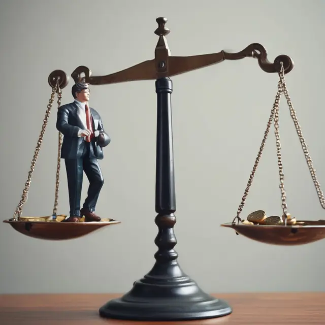 Wise investor comparing brokerage fees and services on a balance scale, optimizing savings.