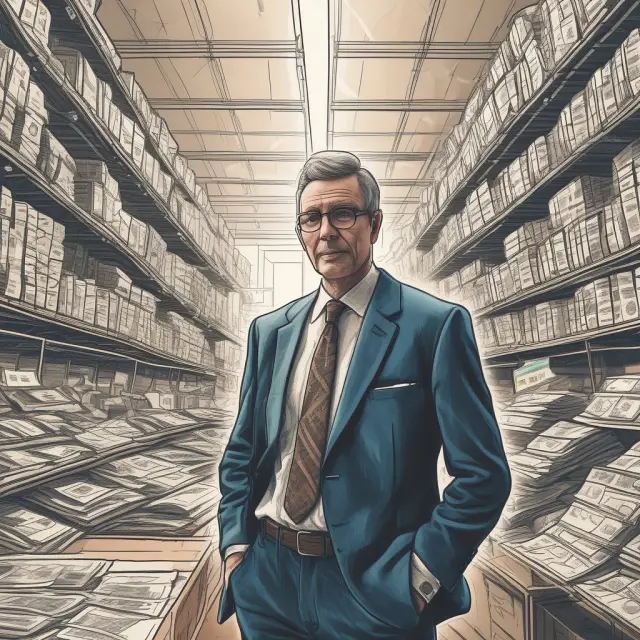 An investor examining various securities on a trading platform in a bustling discount brokerage arena