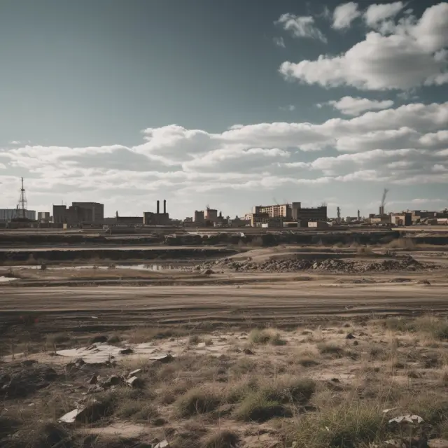 An old industrial site is transformed into a bustling commercial hub through government initiatives, including grants, tax incentives, and technical assistance