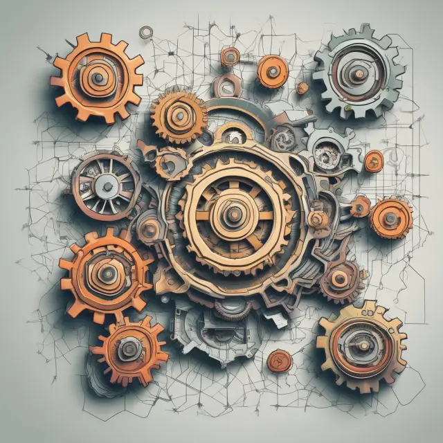 Busy businesses trading gears in a supply chain network, highlighting the importance of B2B transactions in securing raw materials and selling finished products