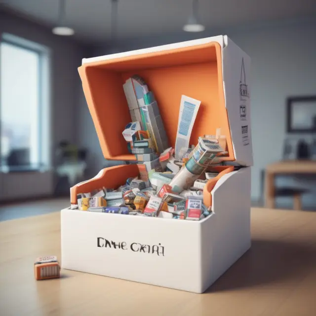 An open time capsule revealing Amazon, Meta (Facebook), and Walmart, representing B2C
