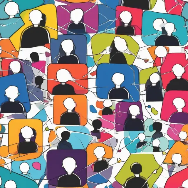 An image of interlinked people forming an intricate web, symbolizing the connections within thriving online communities.