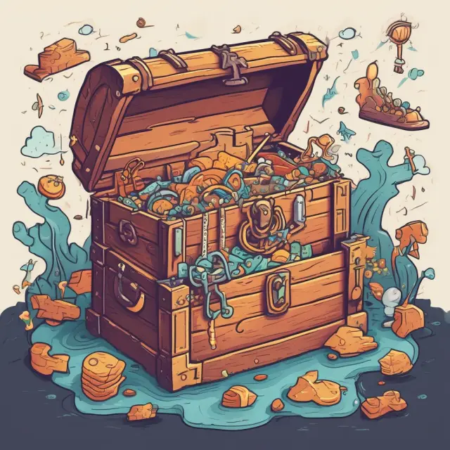 Subscription key unlocks streaming content from a treasure chest, representing the fee-based business model