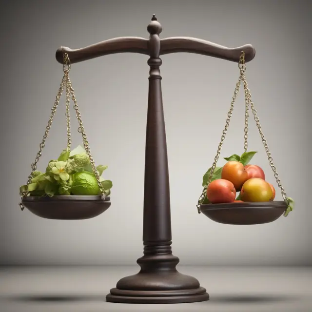 A balanced scale with favorable variances on one side and unfavorable ones on the other, signifying a company
