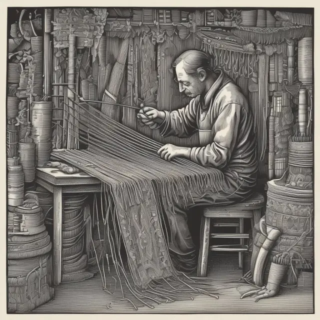 A skilled artisan meticulously weaves a tapestry representing the interconnectedness of budget planning, flexibility, and communication to minimize variances in finances.