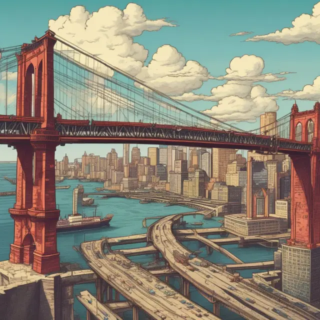 A bridge made from interconnected dots representing investors, issuers, and job creation through Build America Bonds
