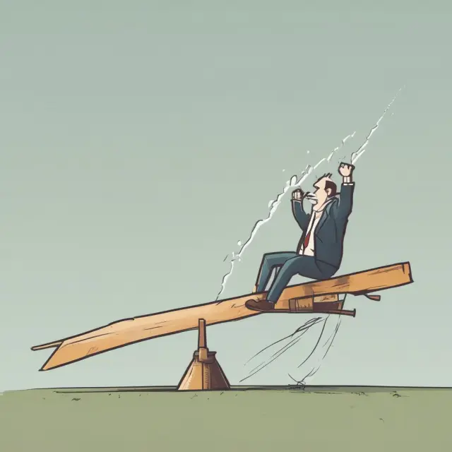 A balanced seesaw with a call option at each end. The higher call option represents the sold option, capping potential gains. Net cost of premiums limits profits.