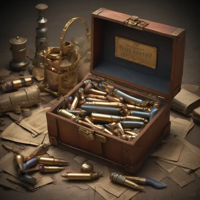 A time capsule brimming with gold and precious gems, representing the lump-sum repayment of bullet bonds.