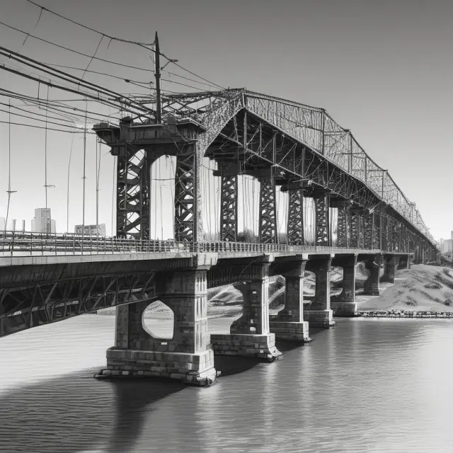 Bridge symbolizing bullet bonds issued by governments and corporations, with sections representing their creditworthiness