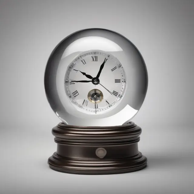 Crystal ball showing a ticking clock representing the future cash flows and time-based aspects of bullet bonds