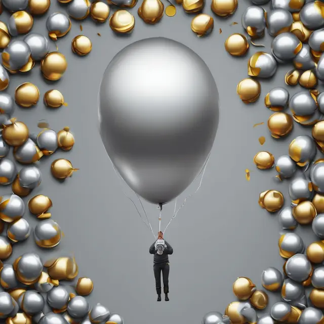 Two payment structures contrasted: A balloon filled with gold coins (bullet repayment) and a steady stream of silver coins (amortization)