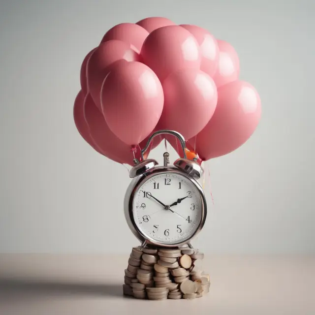 A balloon mortgage representation with a ticking clock, symbolizing homeowners