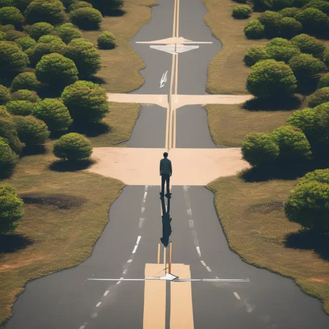 A borrower contemplates selling assets or refinancing loans to meet a bullet repayment at a crossroads