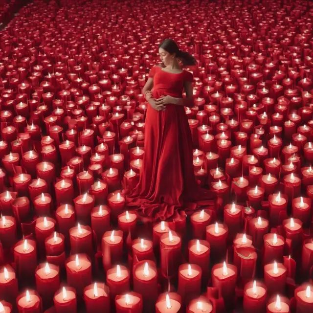 A pregnant woman breaking through red waves, representing the bullish harami reversal pattern