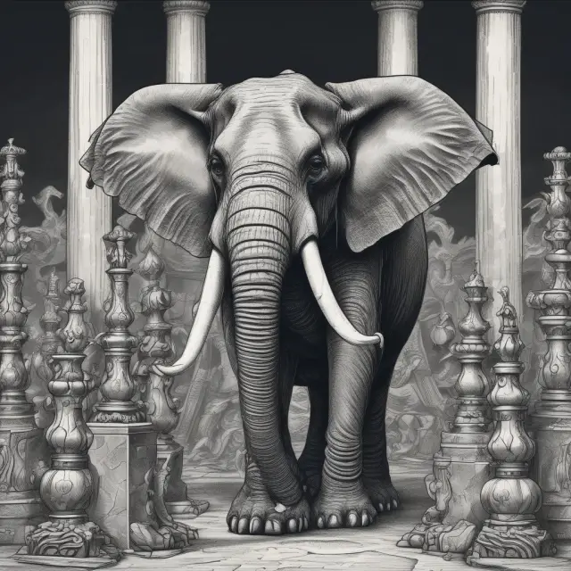 Elephant representing bullish harami among bearish candlesticks in a chart, symbolizing potential market reversals