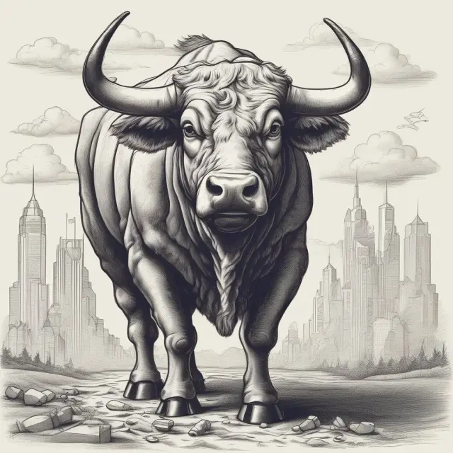 Image of a confident bull holding put options in its paws, representing investors using the Bull Put Spread strategy to earn profits and limit losses.