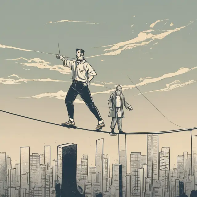 Trader on tightrope, avoiding bull traps while investing in stocks