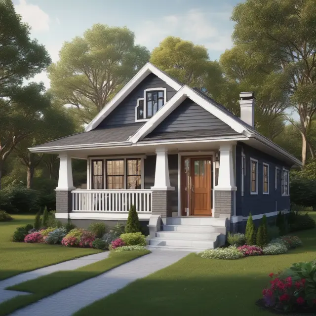 An image of a charming, single-story house representing the cost-efficient, flexible, and private nature of bungalows.