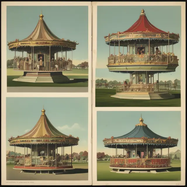 Vibrant carousel displaying raised, California, Chicago, and chalet-style bungalows