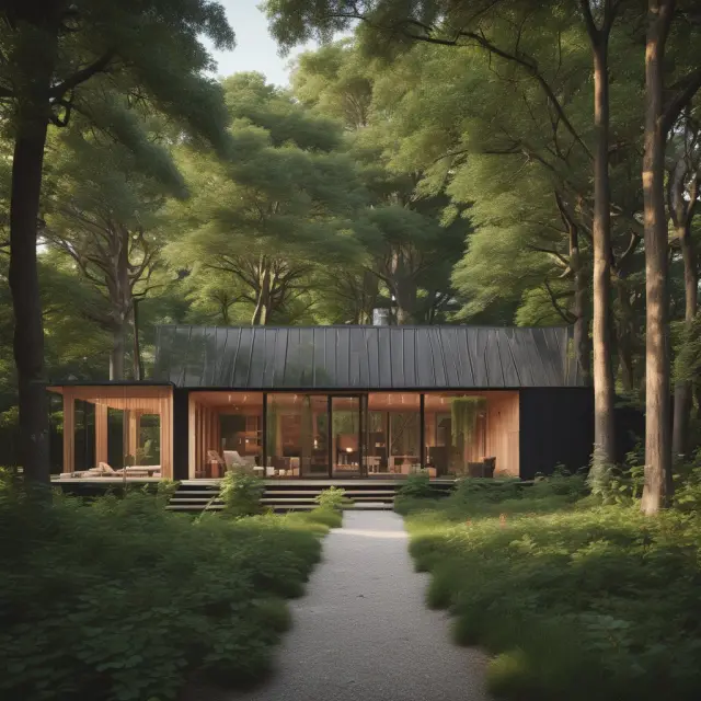 A small, one-story house surrounded by greenery, illustrating bungalows