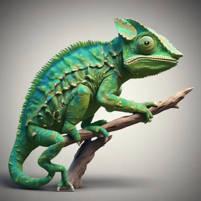 Chameleon bureaucrat transforming from inflexible to agile, reflecting modern reform trends