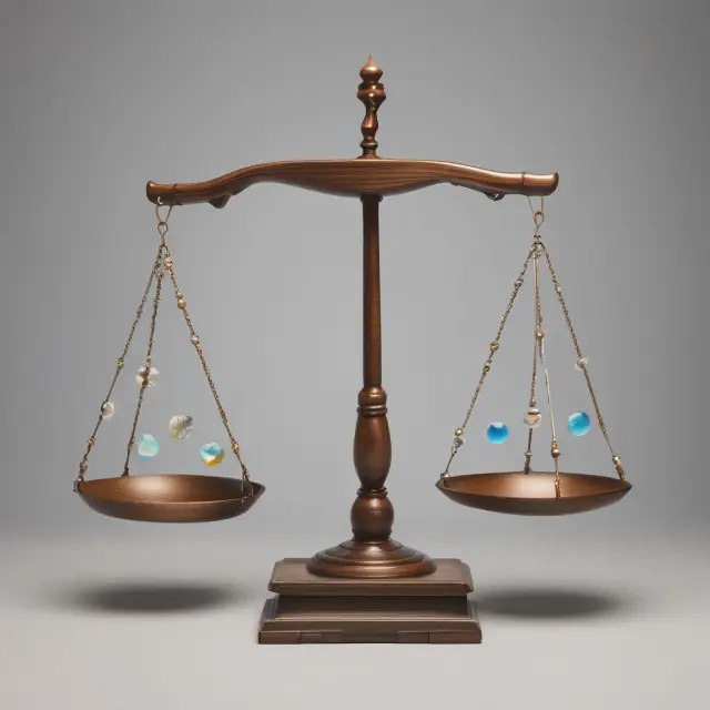 Balance scale holding physical business assets (blocks) versus intangible assets (orbs).