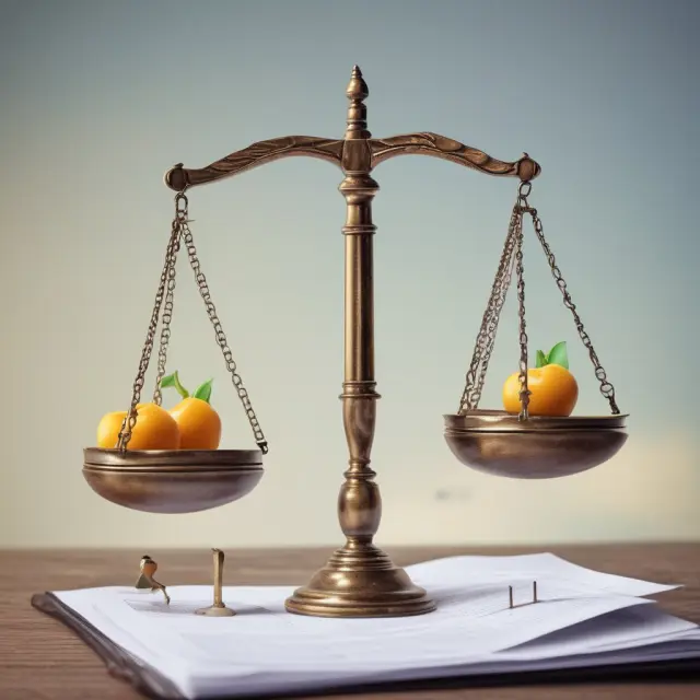 Scale on a balance sheet tips towards assets, illustrating tangible (real estate, machinery) and intangible (patents, intellectual property) business assets
