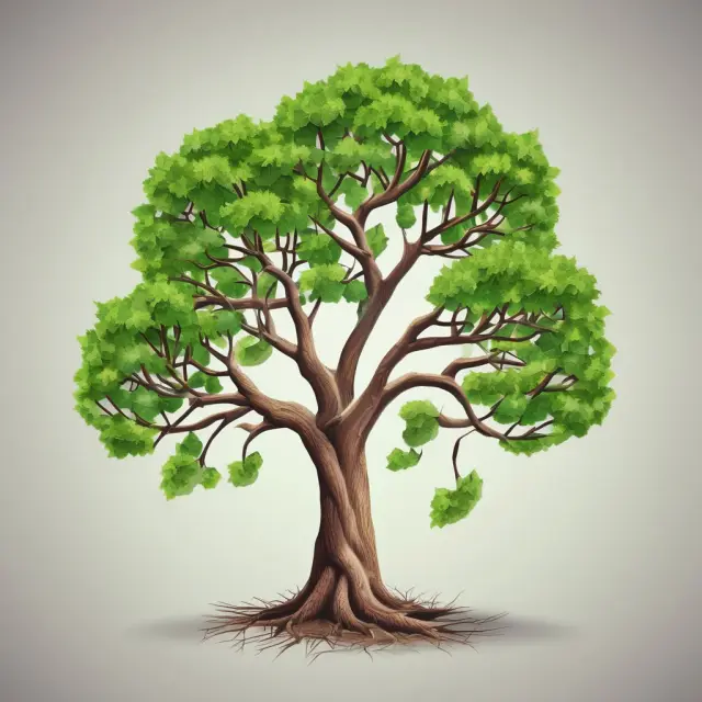 A lush tree with several branches symbolizing different loan types - fixed-term, short-term, long-term, lines of credit and asset-based loans, fostering business expansion