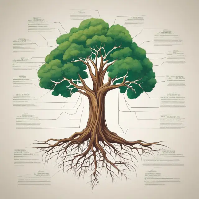 Image of a tree symbolizing organization structure with roots representing economics and branches bearing adaptive leaders