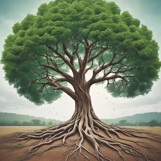 Businesses forming an intricate web of connections in a thriving ecosystem, addressing social and environmental issues.