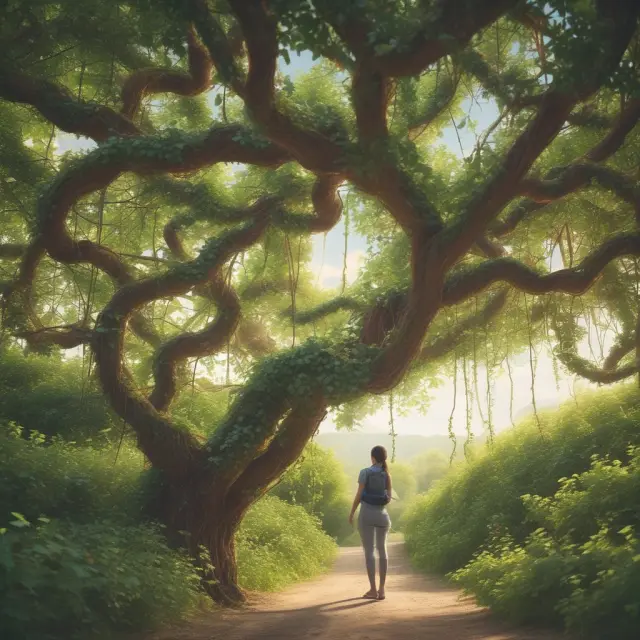 Vines symbolizing businesses entwine and compete within a flourishing business ecosystem
