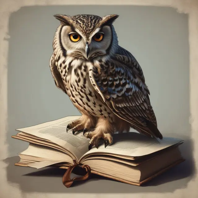 A wise owl with open books and a magnifying glass, embodying the role of institutional investors in promoting business ethics through knowledge and influence.
