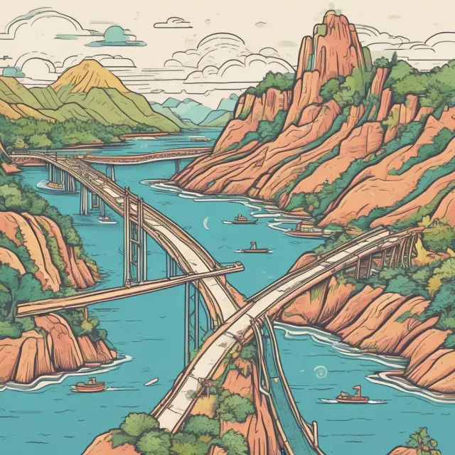A bridge connects 