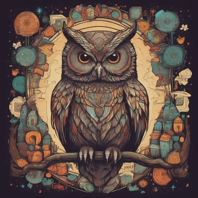 A wise owl collects and integrates pieces of information from various sources, illustrating the process of unifying data for successful Business Intelligence implementation.
