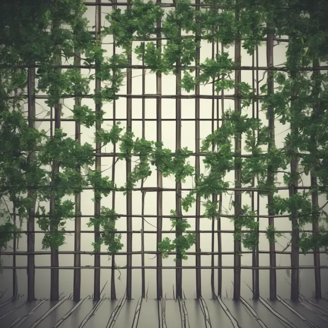 A visualization of the relationship between business plans (structure) and marketing strategies (vines), illustrating their interconnectedness in growing a successful business.
