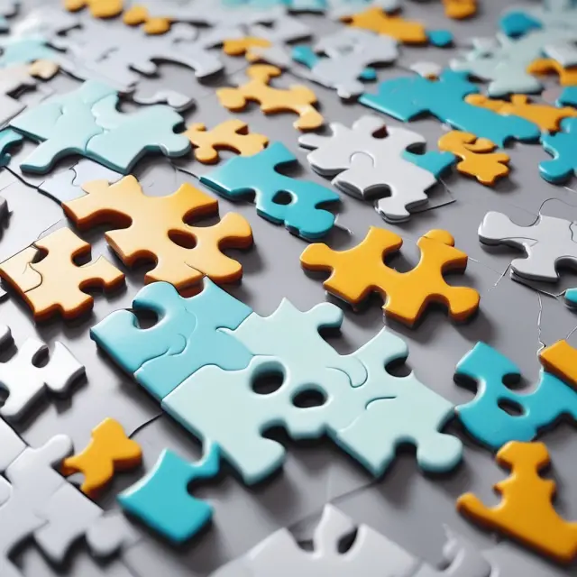A puzzle with business plan pieces fitting together, depicting strategic financial projections and market growth