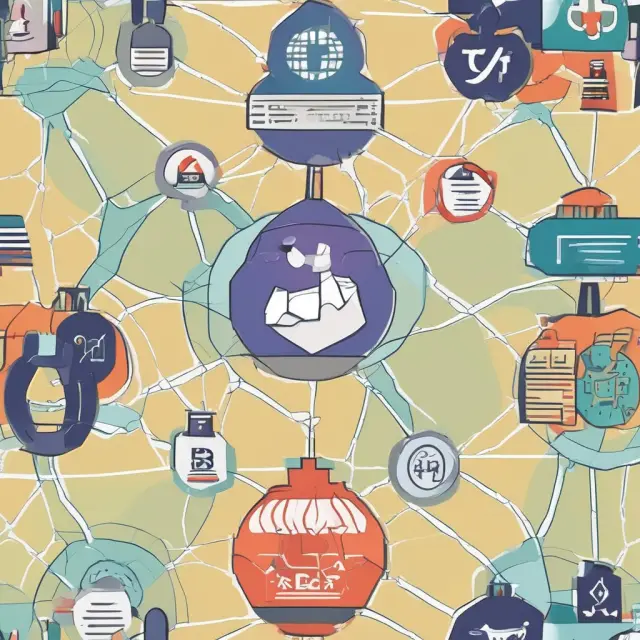 Image depicts businesses and government entities connected by intricate strands, illustrating the partnerships formed through B2G contracts