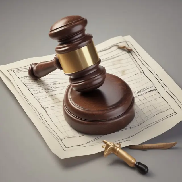 A government gavel striking a book labeled 