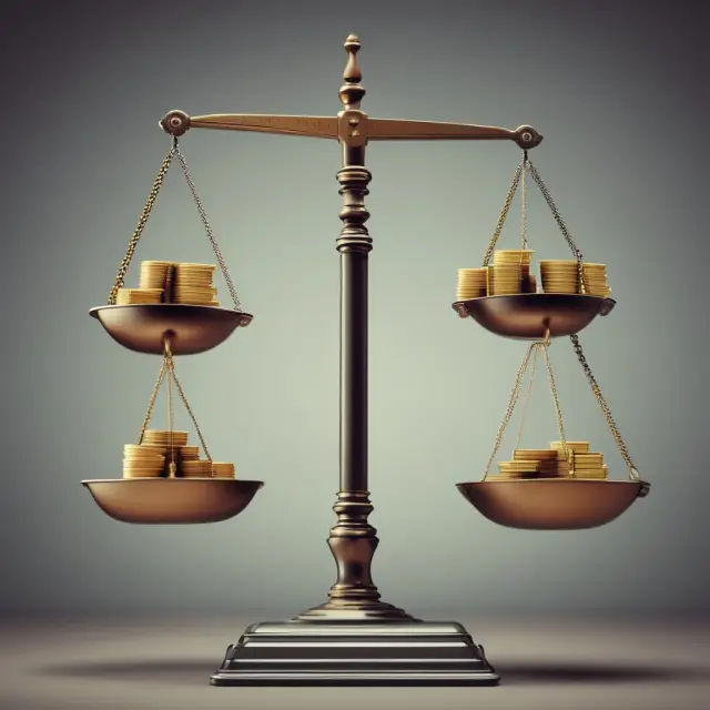Weighing scales with revenue streams representing businesses, balanced against industry average revenue multiples