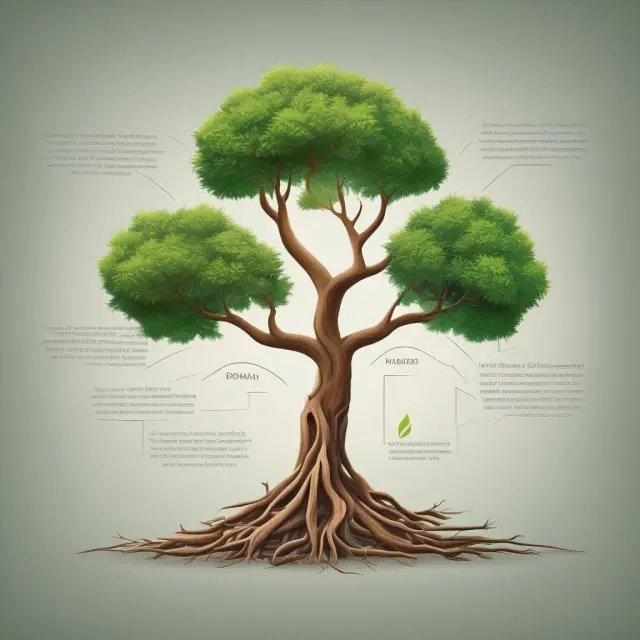 A vibrant seedling transforming into a tree with multiple branches, symbolizing the growth of a business idea from inception to reality through careful planning and execution.