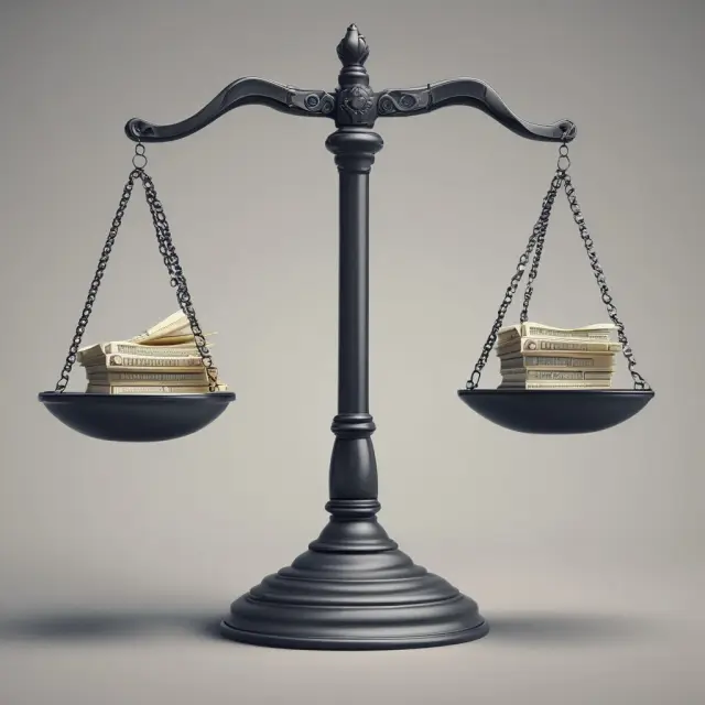 A pair of balancing scales representing 