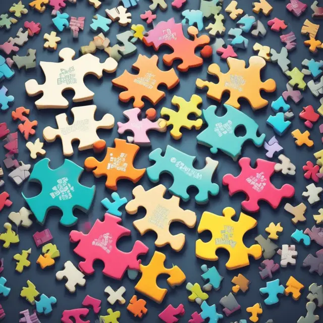 A dynamic puzzle with various pieces representing different business models - Advertising-Based, Affiliate Marketing, Direct Sales, Franchise, Freemium, and Razor Blade.