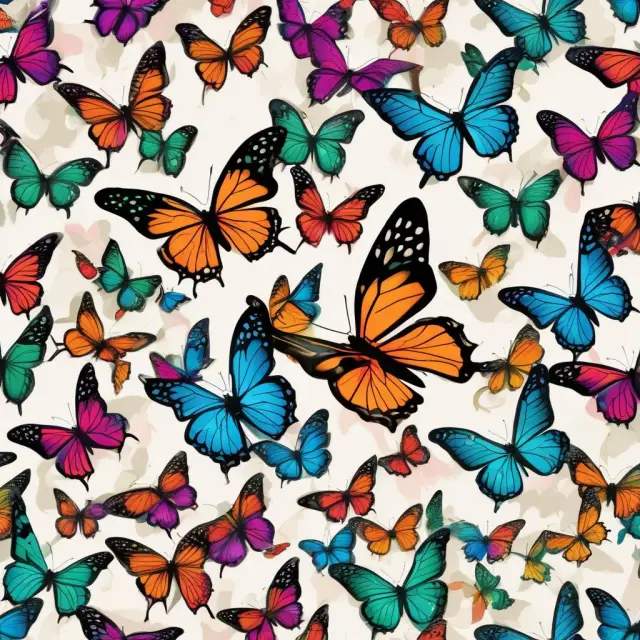 A pair of butterfly wings soaring over stock tickers, representing a short call butterfly spread strategy