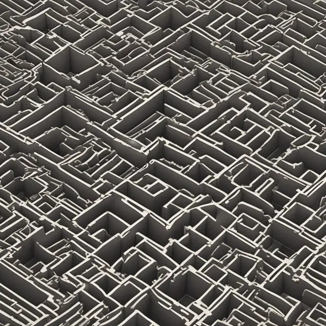 A metaphorical image depicting a labyrinthine maze of call and put options representing a reverse iron butterfly spread strategy.