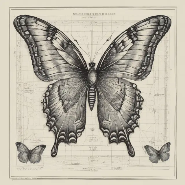 A butterfly spread strategy depicted as a colorful winged creature, illustrating the balance between risk and potential profitability