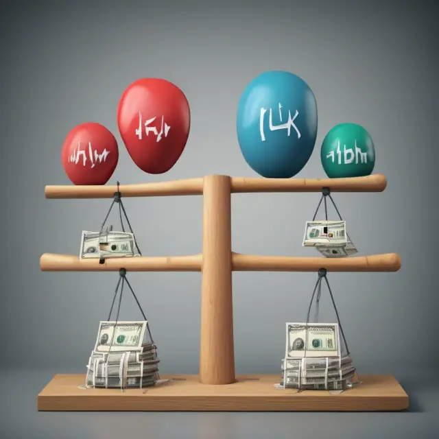A see-saw illustrating the comparison between buy limit and market orders, representing risk and reward in trading strategy.
