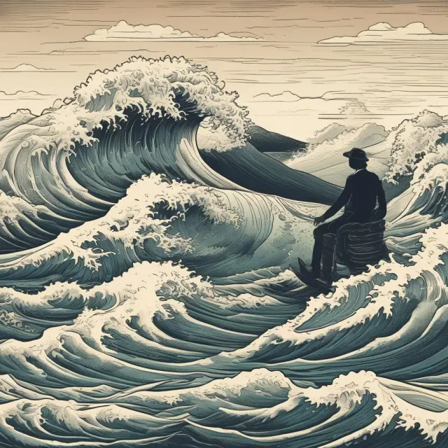 An investor navigating market waves, buying dips for long-term growth
