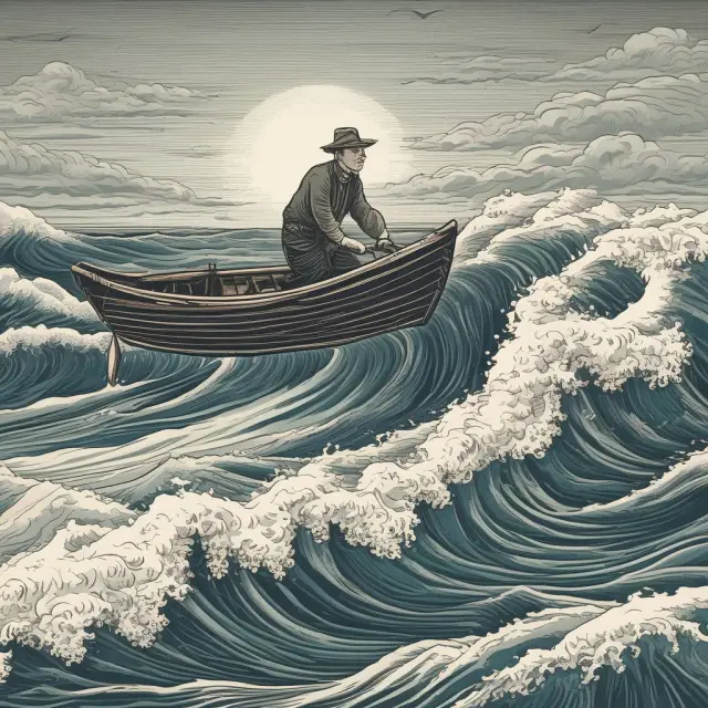 An investor braving opposing market waves (bullish and bearish) while navigating through dips.